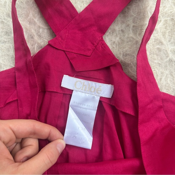 Chloé Fuchsia Silk Cross-Back Top – Size 38 (US 6) - Picture 3 of 4